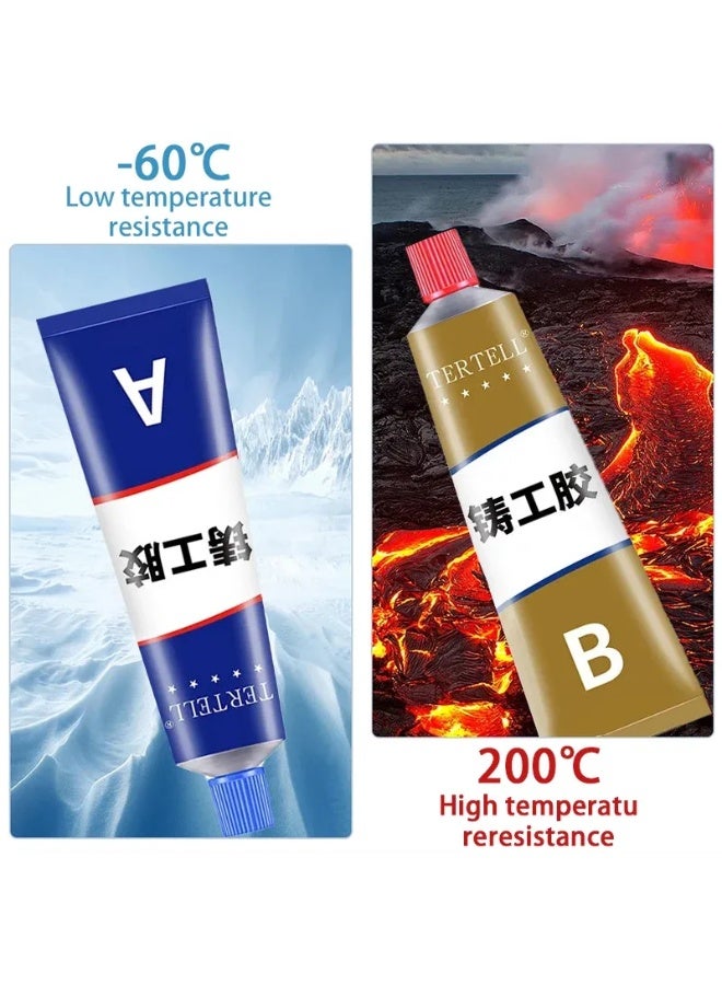 TERTELL 50g High Strength AB Epoxy Adhesive Glue by Tertell for Heavy Duty Industrial Repair – Strong Cold Welding Metal Repair Casting Compound for Iron, Steel, Aluminum, Copper, Plastic, Wood, Glass, Ceramic & PVC – Heat Resistant, Cold Resistant, Waterproof & Oil Resistant Leak Sealant for Automotive Radiator, Water Tank, Pipe Crack, Hole & Surface Damage Repair - Image 5